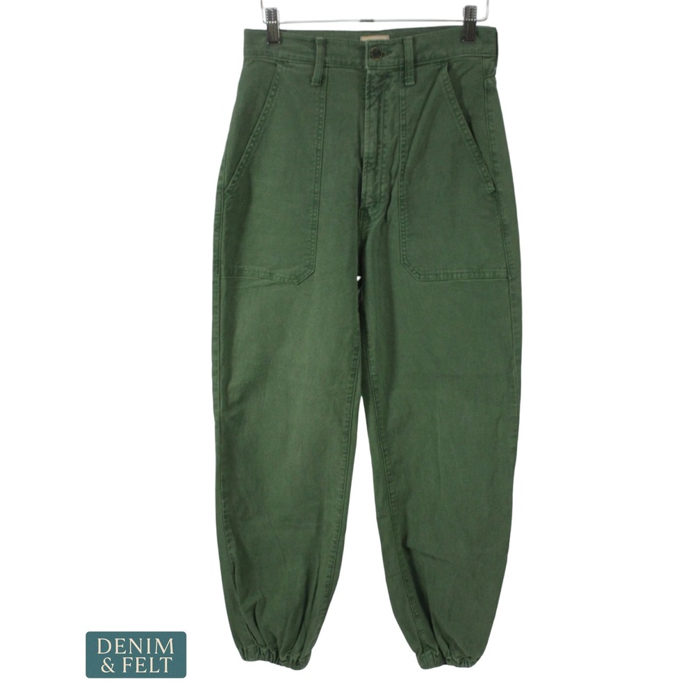 MOTHER The Ripper Patch Spruce Green High Rise Ankle Utility Carpenter Jeans